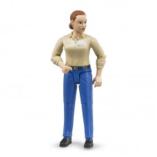 Фигурка женщины Bruder, синие джинсы, серая рубашка 60-408