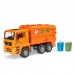 Оранжевый мусоровоз MAN TGA с двумя баками разного цвета