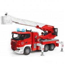 Пожарная машина Bruder Scania, с выдвижной лестницей и свето-звуковым модулем  03-590