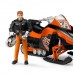 Снегоход оранжевый Bruder Bs77, с гонщиком в шлеме